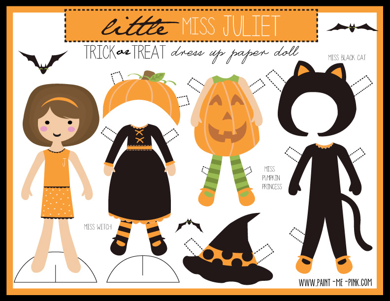 Halloween Paper Dolls Paint Me Pink