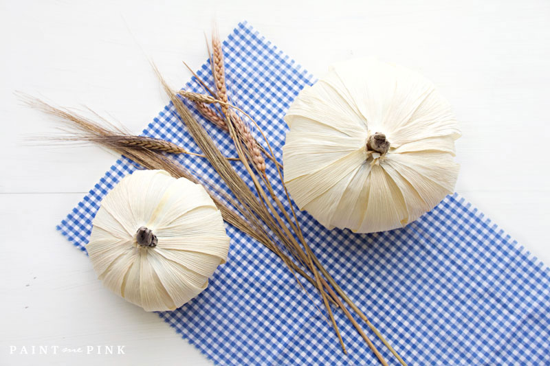 Corn Husk Pumpkins DIY - Paint Me Pink