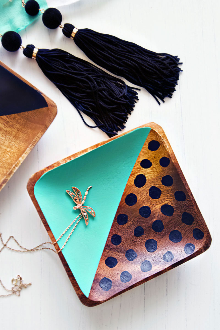 Painted Wood Jewelry Dish DIY Paint Me Pink